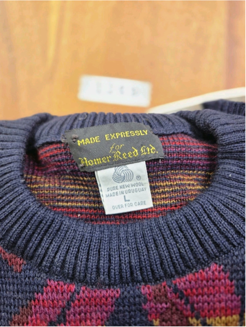 Heather Red Ltd Pure New Wool Sweater Men's L Southwest Feather Crewneck #1269
